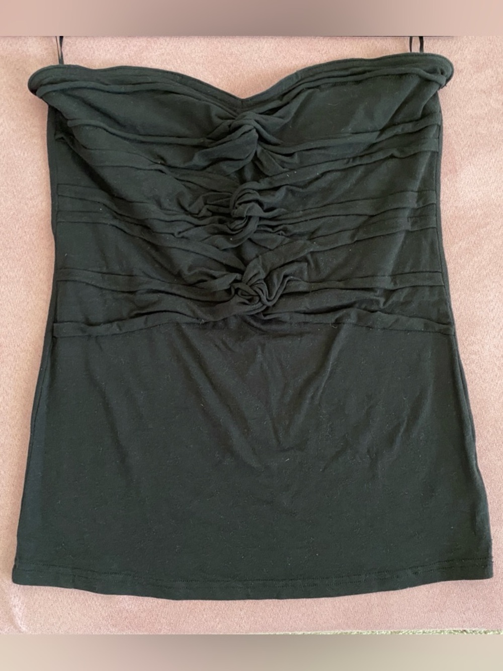 Free People Vintage Black Triple Twist Knot Front Sleeveless Tube Top - Size L